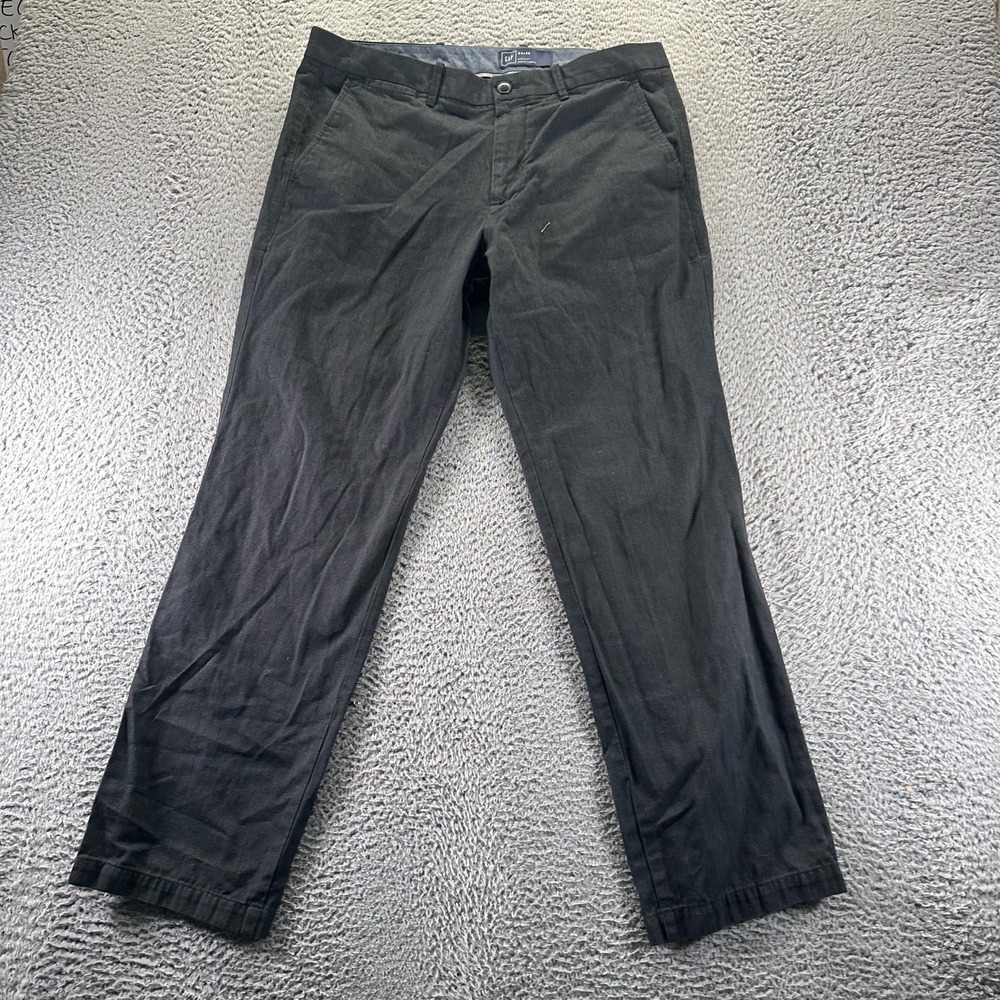 Gap Pant Mens 34x30 Black Cotton Chino Straight Preppy Business Career Office